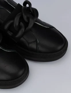 Sneakers tacco 1cm pelle nero