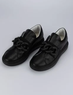 Sneakers tacco 1cm pelle nero