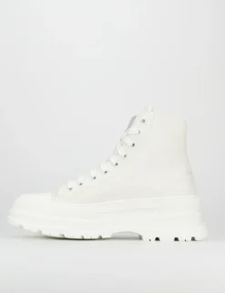 Sneakers tacco 1cm tela bianco