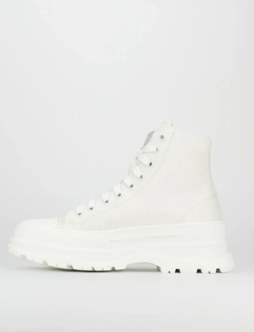 Sneakers tacco 1cm tela bianco