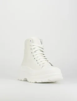 Sneakers tacco 1cm tela bianco