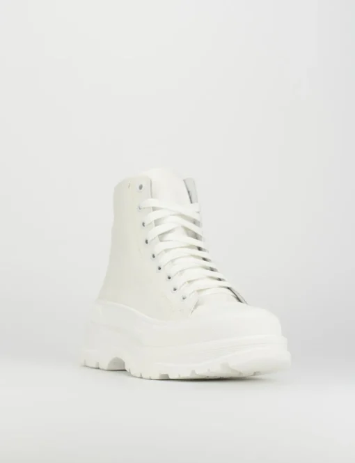 Sneakers tacco 1cm tela bianco