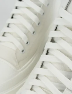 Sneakers tacco 1cm tela bianco