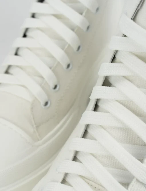 Sneakers tacco 1cm tela bianco