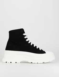 Sneakers tacco 1cm tela nero