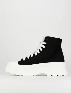 Sneakers tacco 1cm tela nero