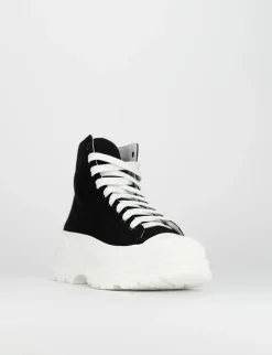 Sneakers tacco 1cm tela nero