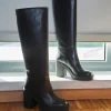 Stivale tacco 8 cm nero pelle