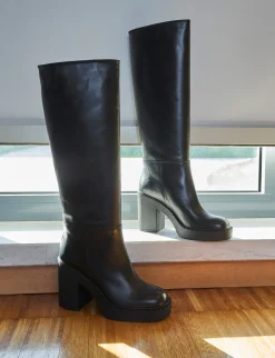 Stivale tacco 8 cm nero pelle