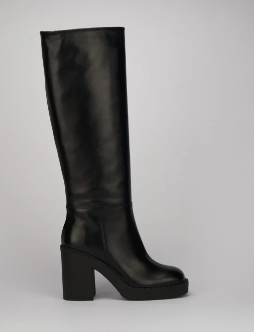 Stivale tacco 8 cm nero pelle