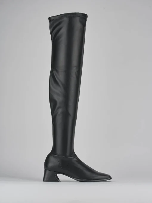 Stivale scosciato tacco 5cm nero pelle