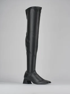 Stivale scosciato tacco 5cm nero pelle