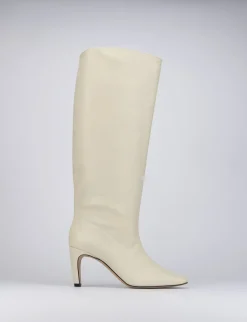 Stivale tacco 7 bianco pelle
