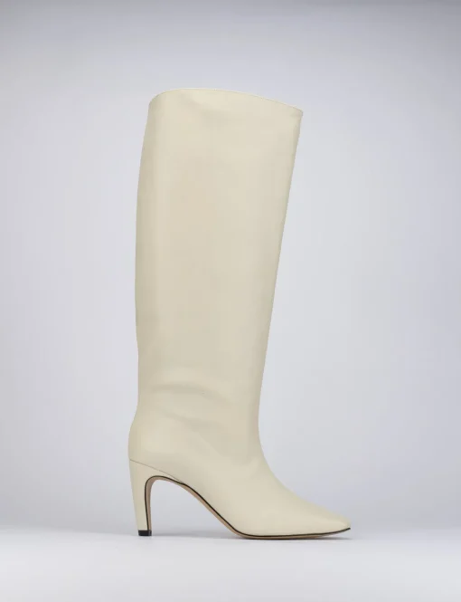 Stivale tacco 7 bianco pelle