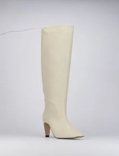 Stivale tacco 7 bianco pelle