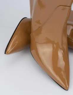 Stivale tacco 7 cm marrone vernice