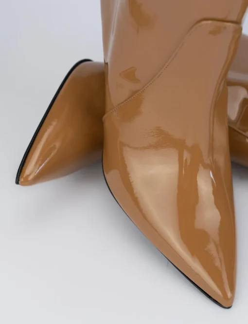 Stivale tacco 7 cm marrone vernice