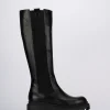Stivale tacco 2 cm nero pelle