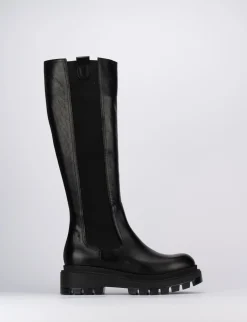 Stivale tacco 2 cm nero pelle