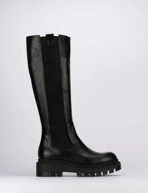 Stivale tacco 2 cm nero pelle