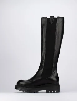 Stivale tacco 2 cm nero pelle