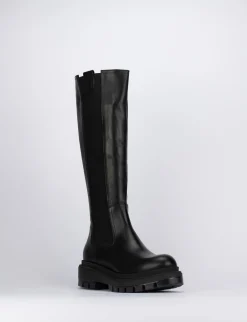Stivale tacco 2 cm nero pelle
