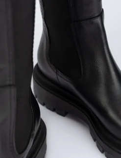 Stivale tacco 2 cm nero pelle