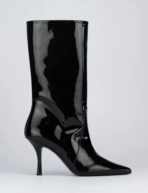 Stivale tacco 7 cm nero vernice