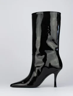 Stivale tacco 7 cm nero vernice