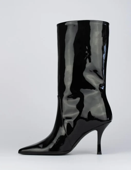Stivale tacco 7 cm nero vernice