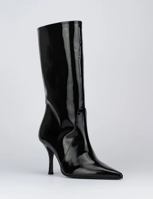 Stivale tacco 7 cm nero vernice