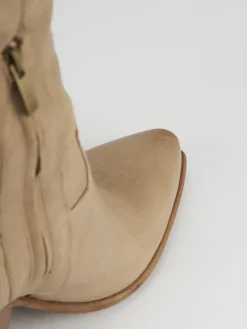 Stivale tacco 8 cm beige pelle
