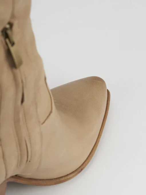 Stivale tacco 8 cm beige pelle