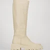 Stivale tacco 1 cm bianco pelle