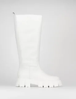 Stivale tacco 1 cm bianco pelle