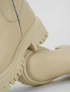 Stivale tacco 1 cm bianco pelle