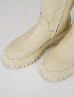 Stivale tacco 1 cm bianco pelle