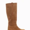 stivale tacco 1 cm cuoio