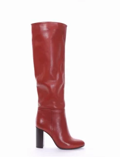 stivale tacco 9 cm cuoio