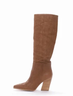 Stivale tacco 7 cm cuoio