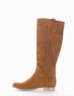 stivale tacco 1 cm cuoio