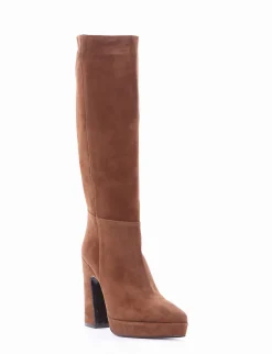 stivale tacco 10 cm cuoio
