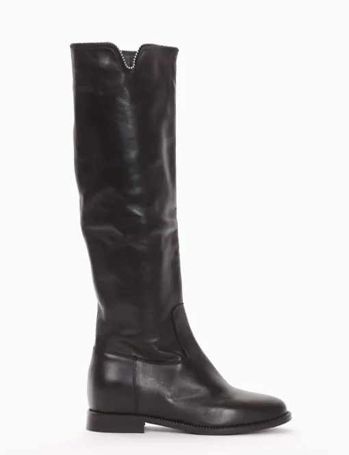 stivale tacco 2 cm e zeppa interna sul tallone alta 3cm nero