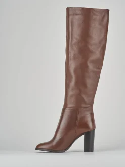 Stivale tacco 9 cm marrone pelle