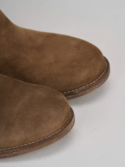Stivale tacco 1 cm marrone camoscio