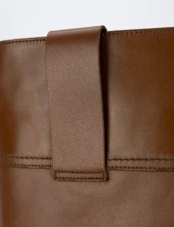 Stivale tacco 5 cm marrone pelle