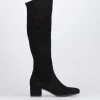 Stivale tacco 5 cm nero camoscio