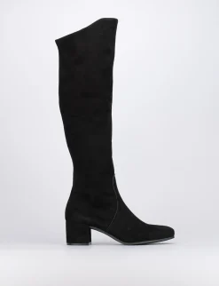 Stivale tacco 5 cm nero camoscio