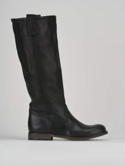 Stivale tacco 1 cm nero pelle
