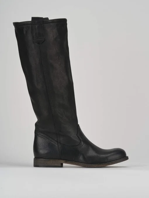 Stivale tacco 1 cm nero pelle